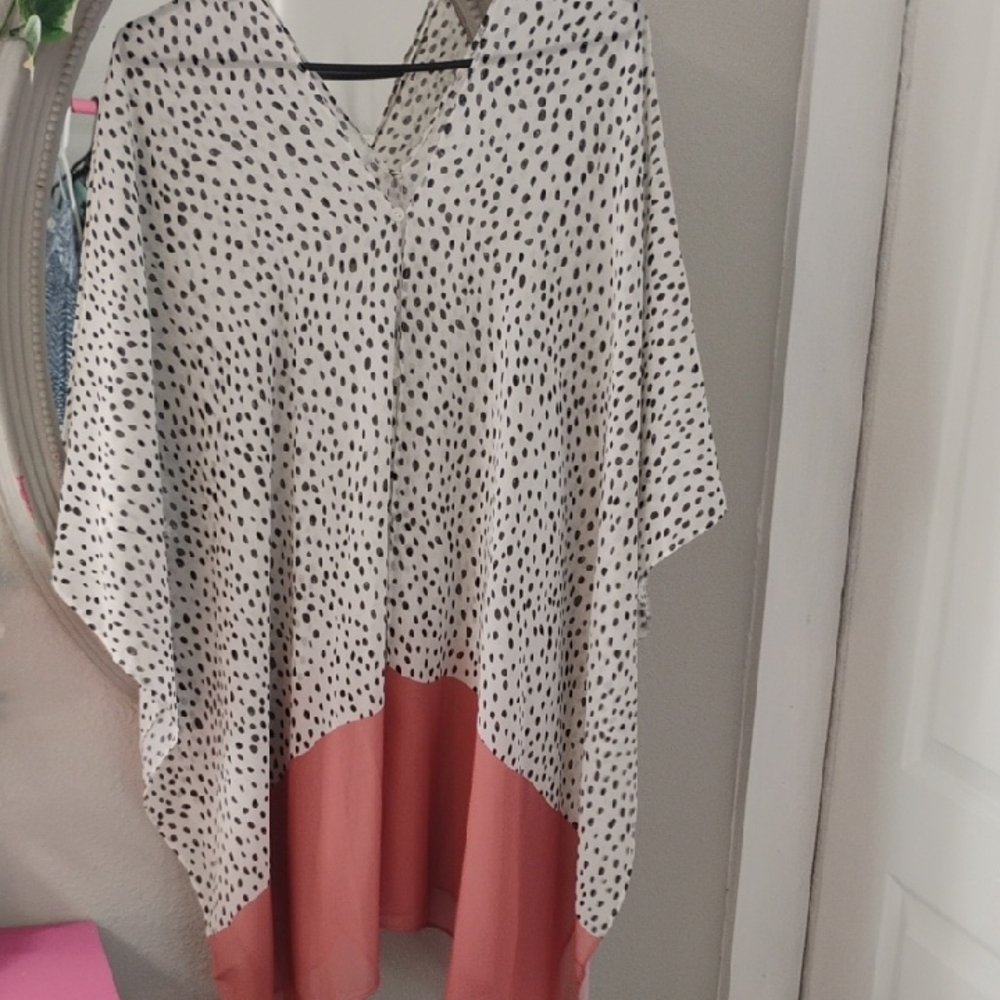 Polka Dot and Dusty Pink Color Block Tunic